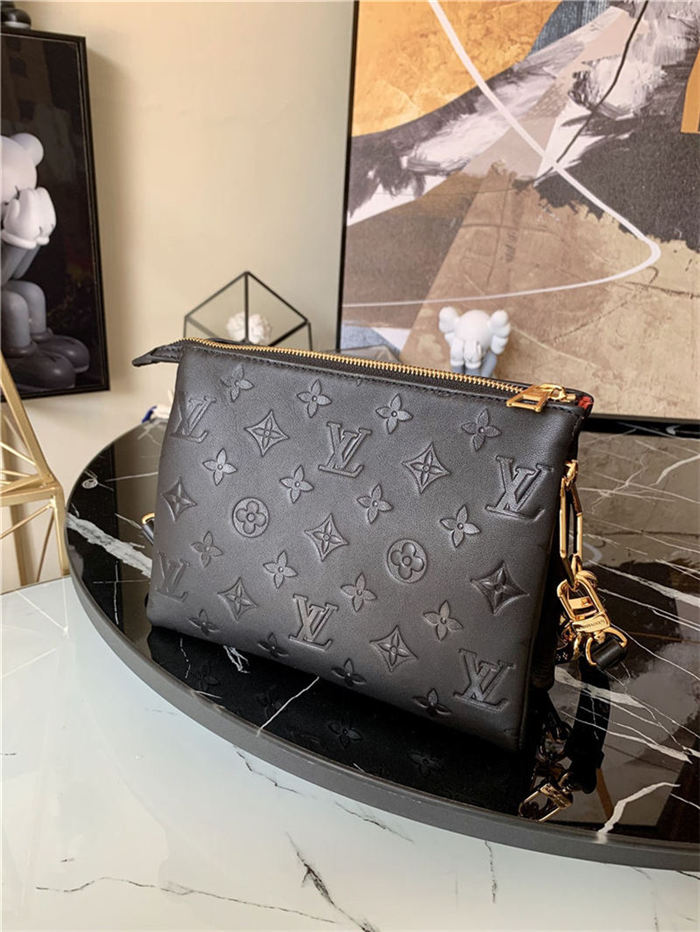 Louis Vuitton COUSSIN BB Monogram-embossed puffy lambskin Black M59598 High