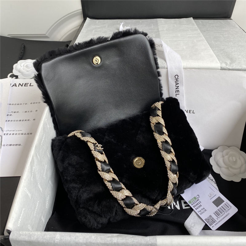 Chanel Flap Bag Shearling AS2240 Black High