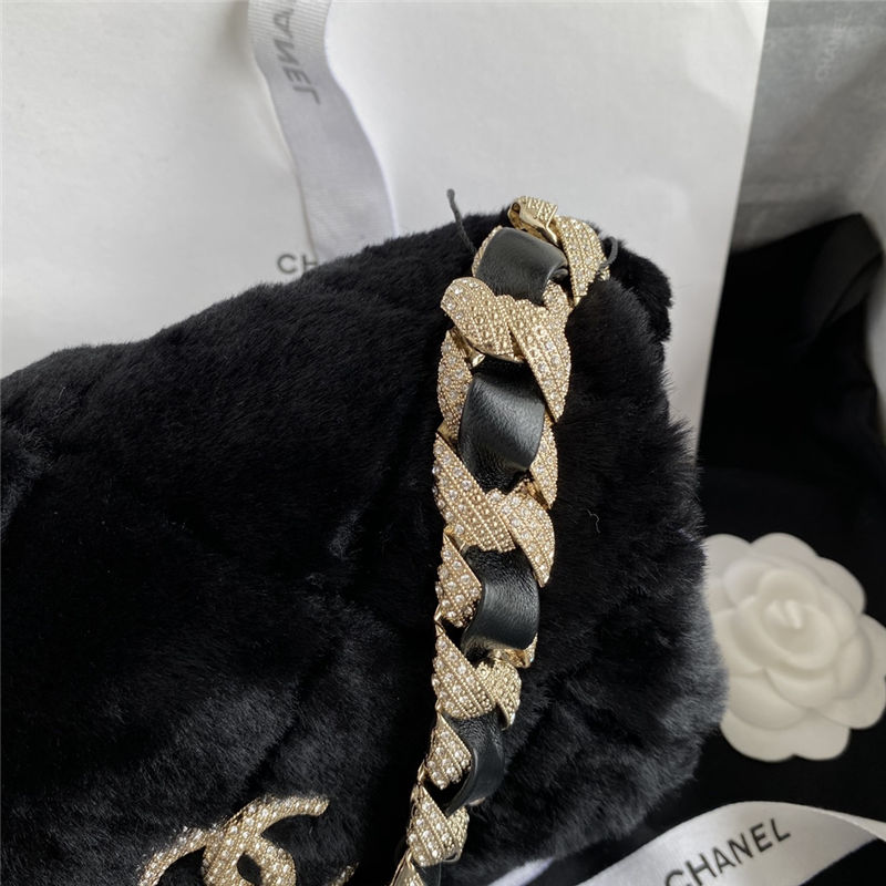 Chanel Flap Bag Shearling AS2240 Black High