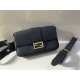 BAGUETTE grain leather bag black Gold-Metal High