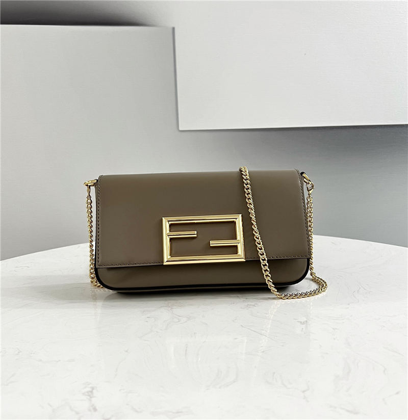 BAGUETTE Chain Leather bag Taupe High