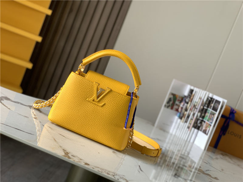 Louis Vuitton CAPUCINES MINI Taurillon Mustard M59709 High