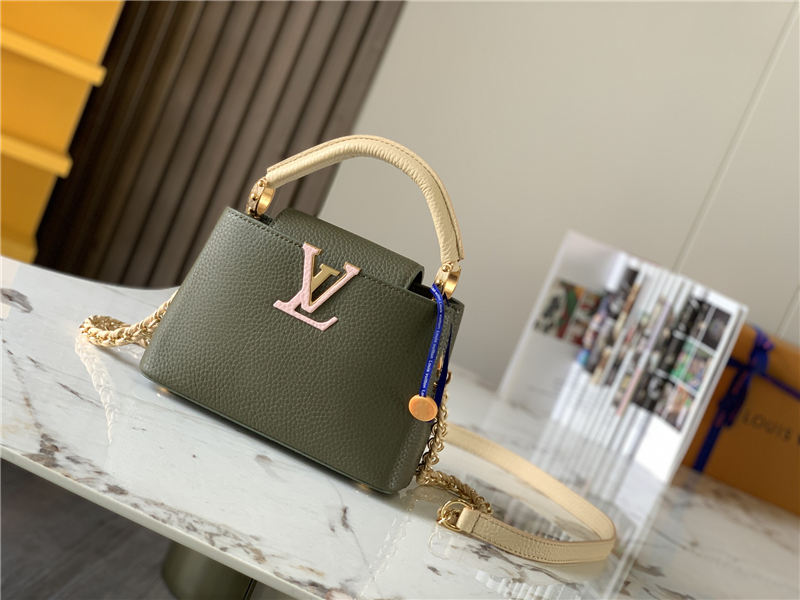 Louis Vuitton CAPUCINES MINI Taurillon Olive/Beige M59709 High