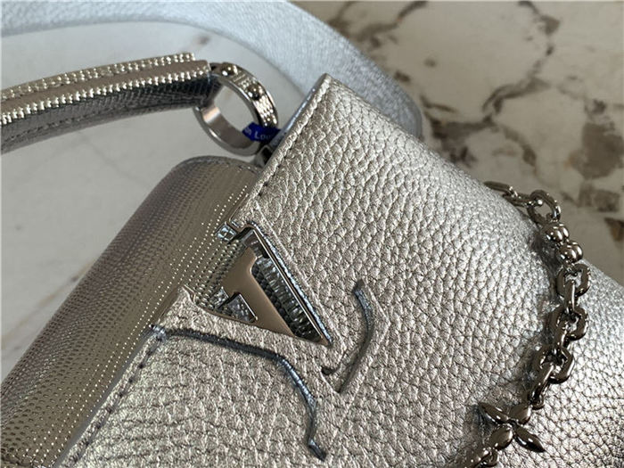 Louis Vuitton CAPUCINES MINI Taurillon/Lizard Silver M80239 High