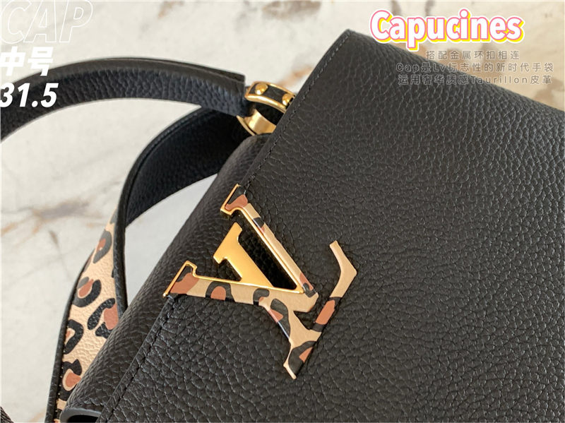 Louis Vuitton CAPUCINES MM Taurillon Black M57216 High