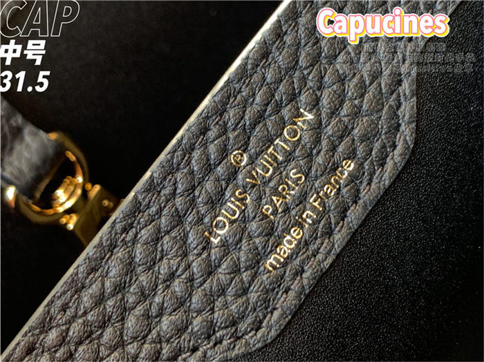 Louis Vuitton CAPUCINES MM Taurillon Black M57216 High