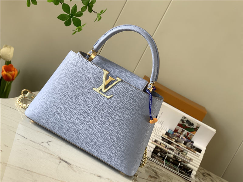 Louis Vuitton CAPUCINES MM Taurillon Light Blue M59516 High