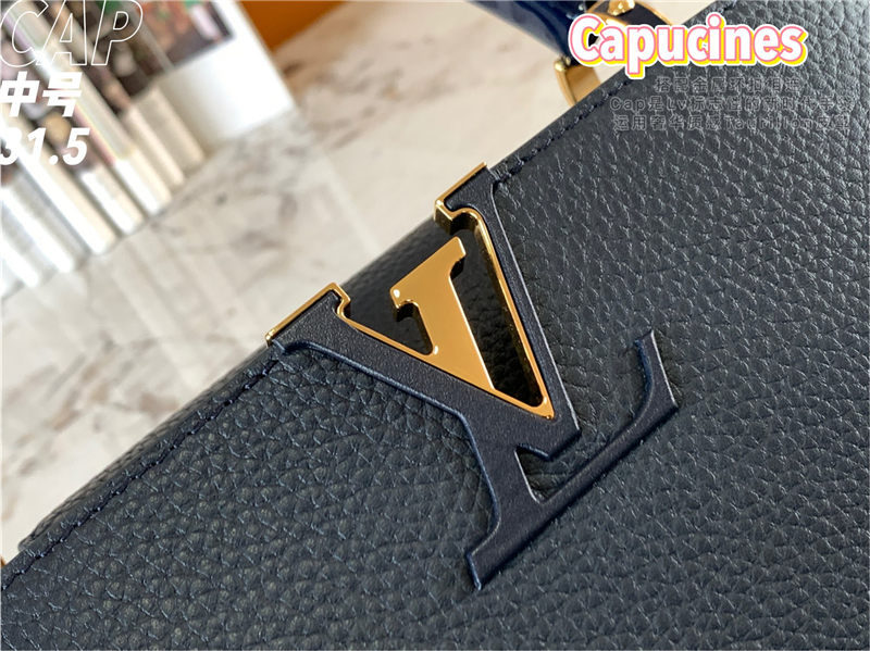 Louis Vuitton CAPUCINES MM Taurillon Navy M59209 High