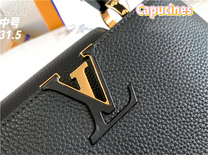 Louis Vuitton CAPUCINES MM Taurillon Black M59209 High