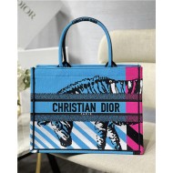 MEDIUM Dior BOOK TOTE D-Jungle Pop Embroidery Blue/Pink High