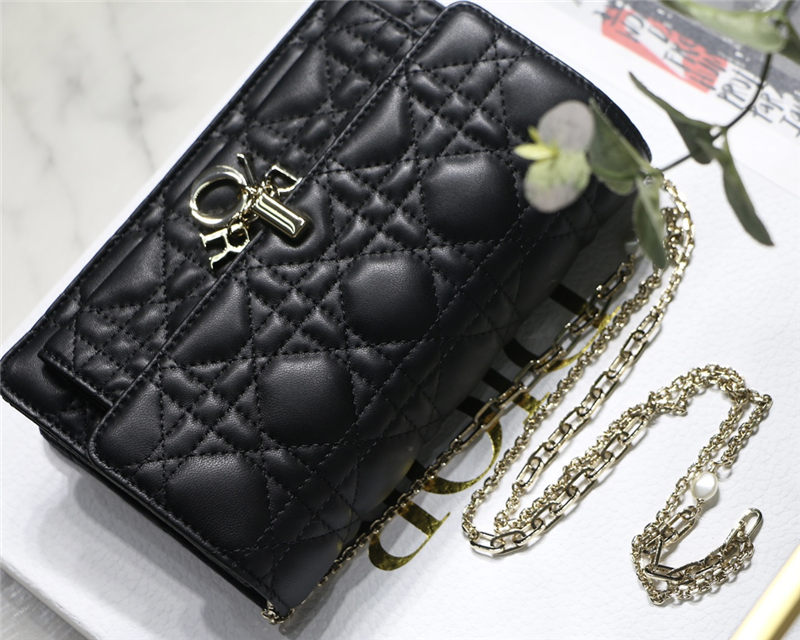 LADY Dior CHAIN POUCH Cannage Lambskin Black High