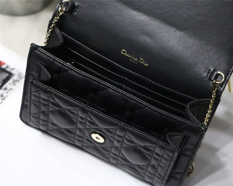 LADY Dior CHAIN POUCH Cannage Lambskin Black High