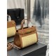 MANHATTAN NANO SHOPPING BAG IN RAFFIA AND SMOOTH LEATHER High