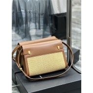 MANHATTAN SHOULDER BAG IN RAFFIA AND SMOOTH LEATHER High