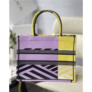 MEDIUM Dior BOOK TOTE D-Jungle Pop Embroidery Yellow/Lilac High