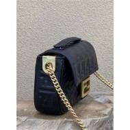 BAGUETTE Chain Midi leather bag Black High