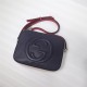 Gucci Soho Small Leather Disco Shoulder Bag 431567 Navy/White High