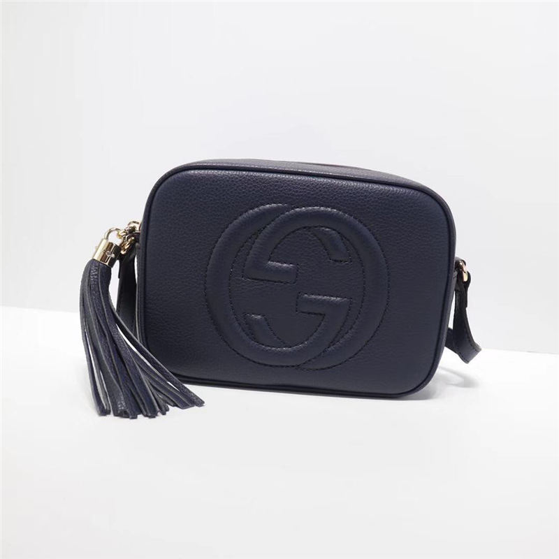 Gucci Soho Small Leather Disco Shoulder Bag 308364 Navy High