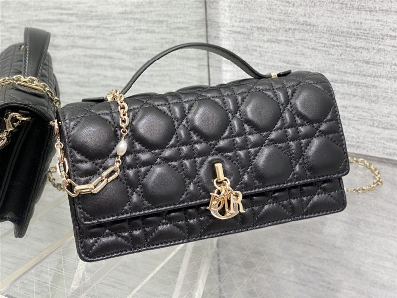 MISS DIOR MINI BAG Cannage Lambskin Black High