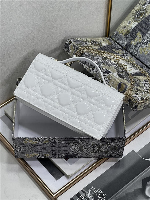 MISS DIOR MINI BAG Patent Calfskin White High