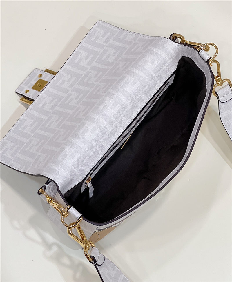 BAGUETTE FF glazed fabric bag with inlay High