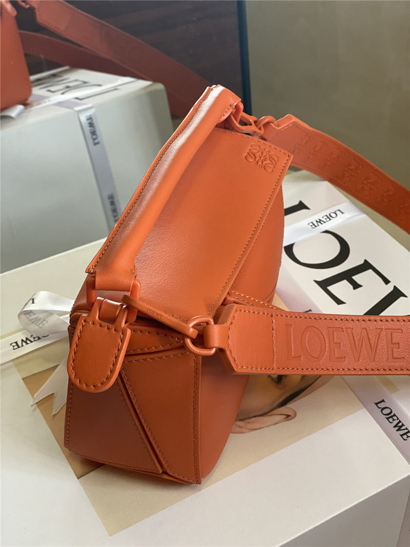 Mini Puzzle bag in satin calfskin Orange High