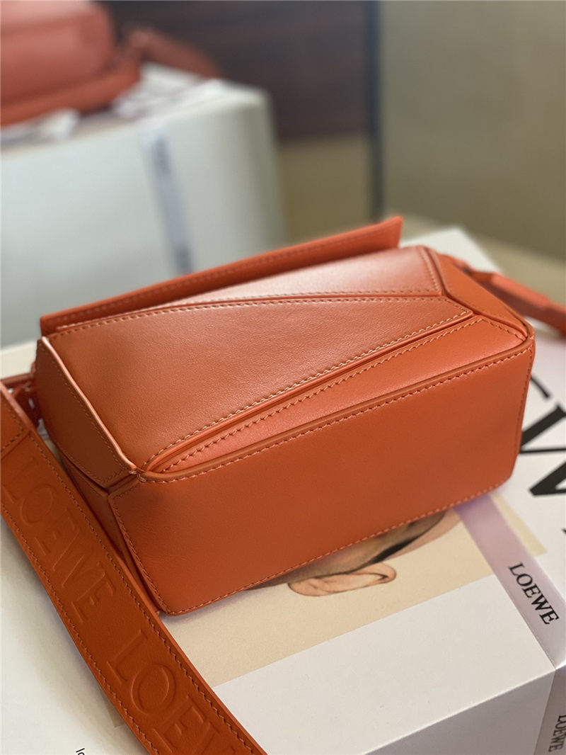 Mini Puzzle bag in satin calfskin Orange High