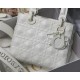 SMALL LADY Dior Cannage Calfskin with Diamond Motif White High