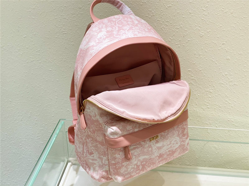 Dior BACKPACK Cotton Canvas with Ivory Toile de Jouy Print Pale Pink High