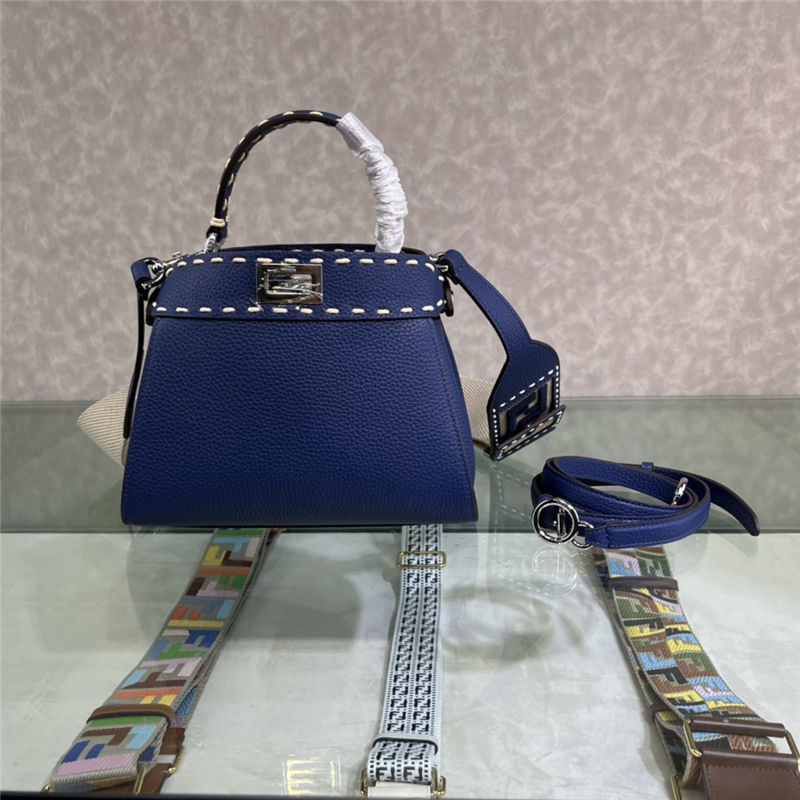 PEEKABOO ICONIC MINI grainy leather Selleria bag Blue High