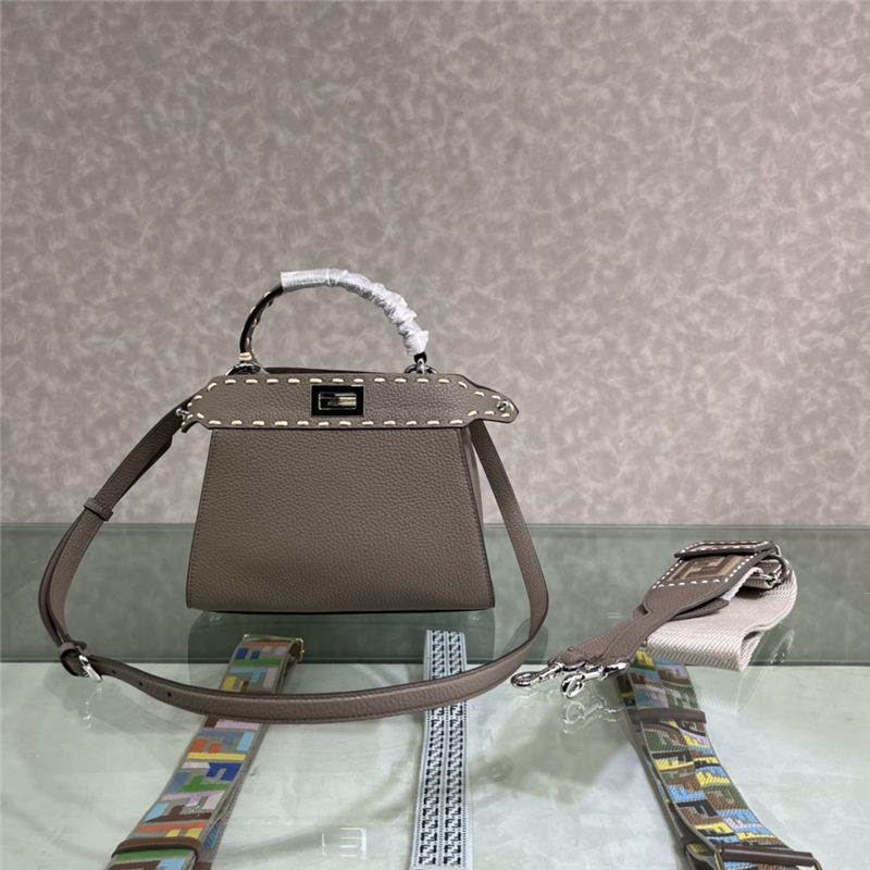 PEEKABOO ICONIC MINI grainy leather Selleria bag Grey High