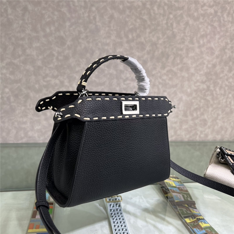 PEEKABOO ICONIC MINI grainy leather Selleria bag Black High