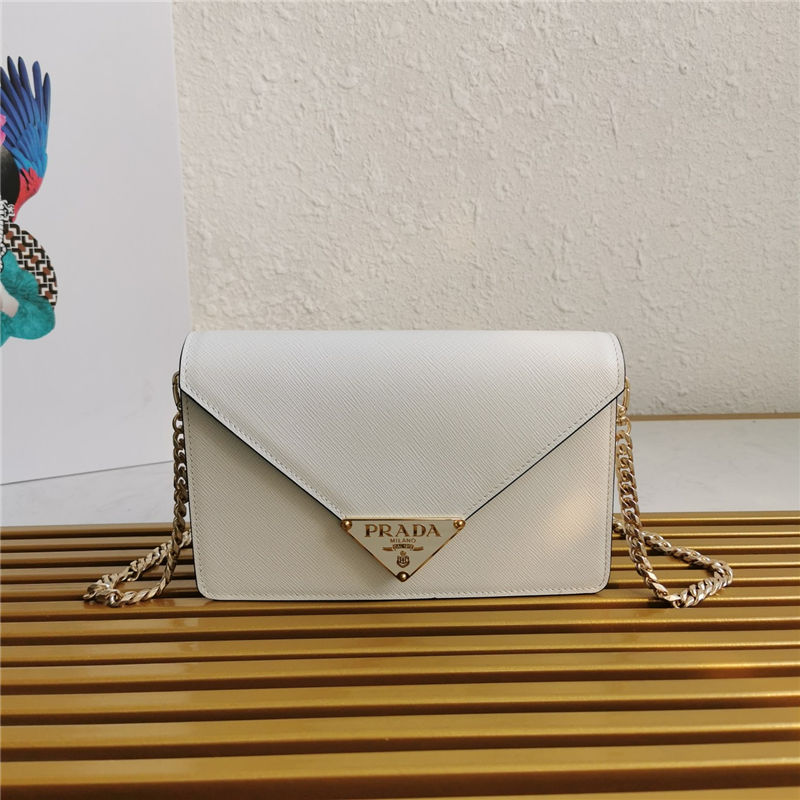 Prada Saffiano leather shoulder bag 1bd318 White High