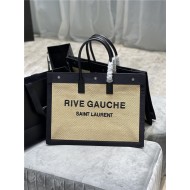 RIVE GAUCHE TOTE BAG IN RAFFIA AND LEATHER High