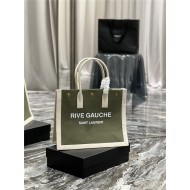 RIVE GAUCHE SMALL TOTE BAG IN LINEN AND LEATHER High