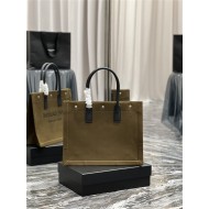 RIVE GAUCHE SMALL TOTE BAG IN LINEN AND LEATHER High