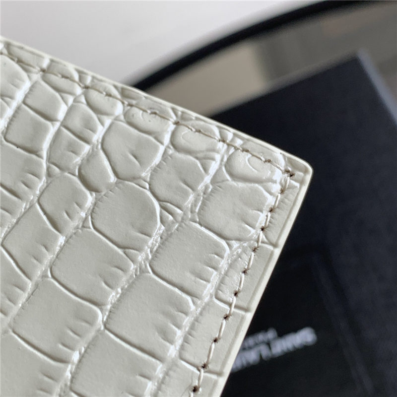 MONOGRAM CARD CASE IN CROCODILE Gold-Metal White High