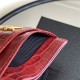 MONOGRAM CARD CASE IN CROCODILE Gold-Metal Red High