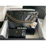 Chanel 22 SMALL HANDBAG Shiny Calfskin & Gold-Tone Metal AS3260 Black High