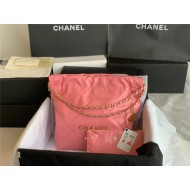 Chanel 22 SMALL HANDBAG Shiny Calfskin & Gold-Tone Metal AS3260 Pink High