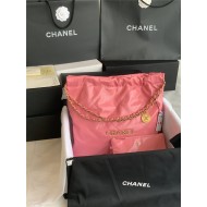 Chanel 22 MEDIUM HANDBAG Shiny Calfskin & Gold-Tone Metal AS3261 Pink High