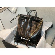 Chanel 22 BACKPACK Shiny Calfskin & Gold-Tone Metal AS3313 Black High