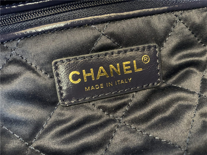 Chanel 22 BACKPACK Shiny Calfskin & Gold-Tone Metal AS3313 Navy High