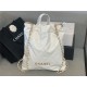 Chanel 22 BACKPACK Shiny Calfskin & Gold-Tone Metal AS3313 White High