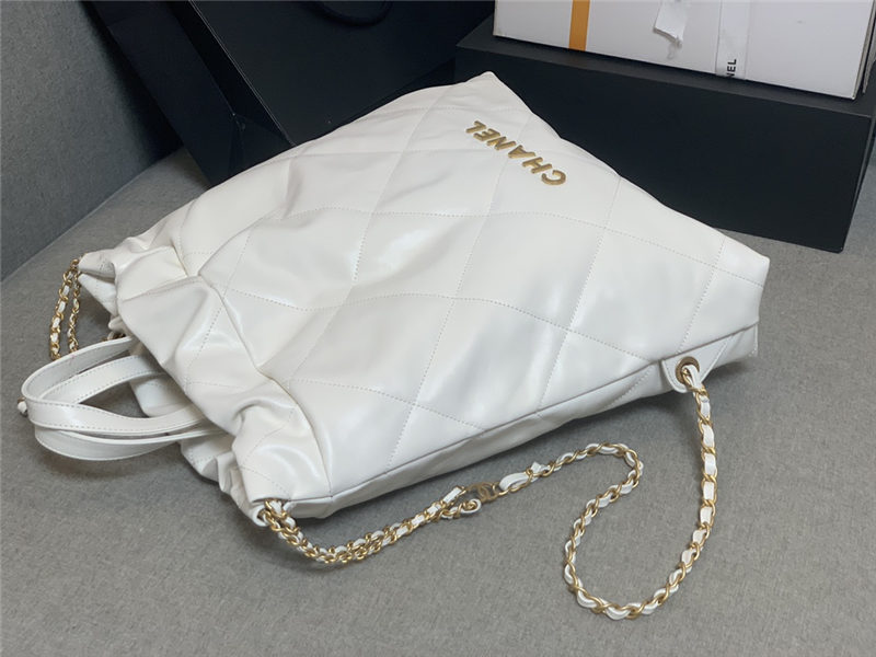 Chanel 22 BACKPACK Shiny Calfskin & Gold-Tone Metal AS3313 White High