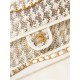 Chanel FLAP BAG Lambskin, Viscose Weaving & Gold-Tone Metal AS3767 White A