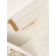 Chanel FLAP BAG Lambskin, Viscose Weaving & Gold-Tone Metal AS3767 White A