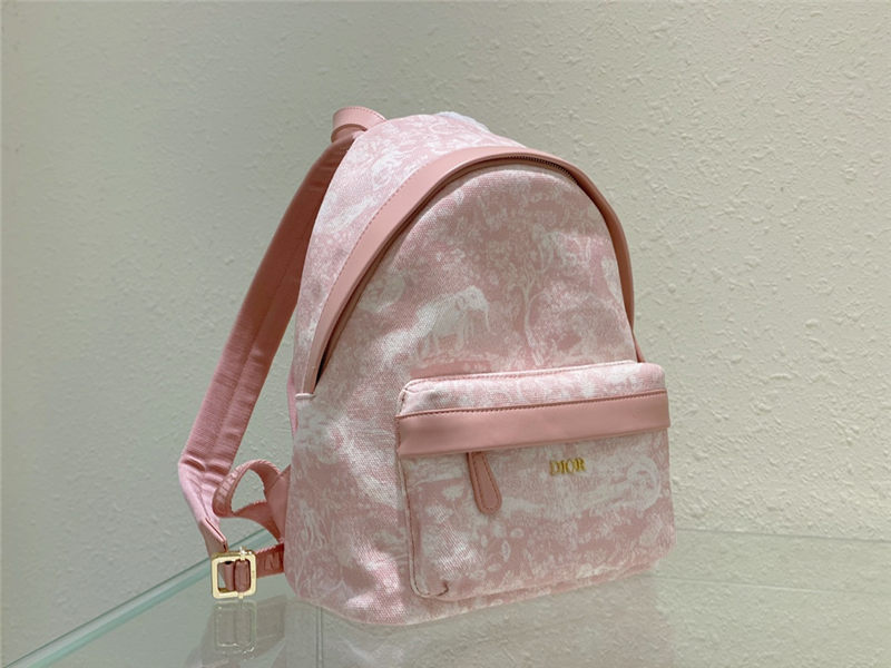 Dior MINI BACKPACK Cotton Canvas with Ivory Toile de Jouy Print Pale Pink High