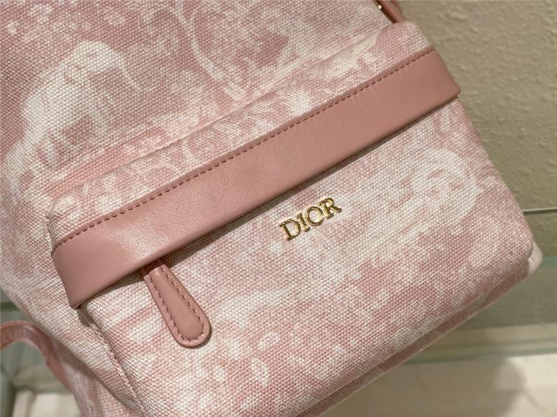 Dior MINI BACKPACK Cotton Canvas with Ivory Toile de Jouy Print Pale Pink High