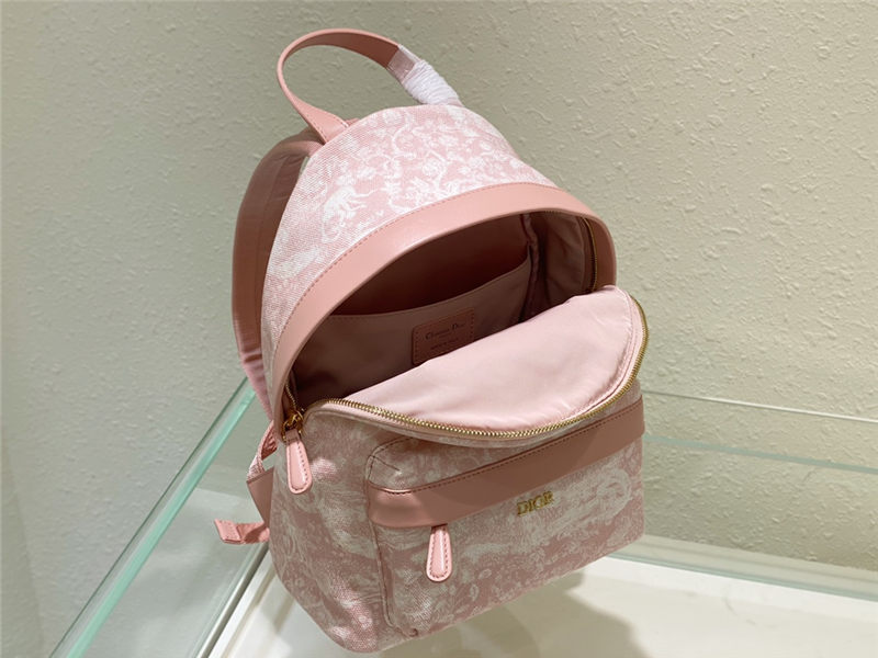 Dior MINI BACKPACK Cotton Canvas with Ivory Toile de Jouy Print Pale Pink High